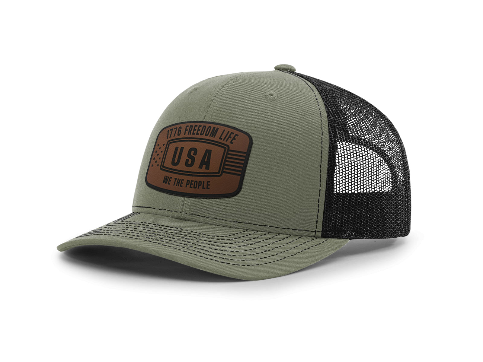 1776 Freedom Life Hat | Richardson 112 Trucker – Patriotic Leatherette Patch
