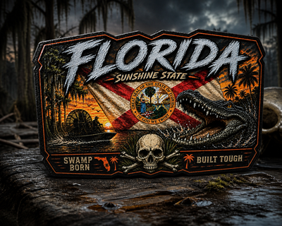 Florida Swamp Born Hat – Richardson 112 Trucker Hat with UV Printed Patch