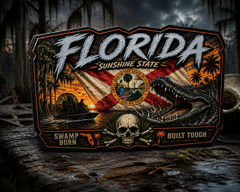 Florida Swamp Born Hat – Richardson 112 Trucker Hat with UV Printed Patch