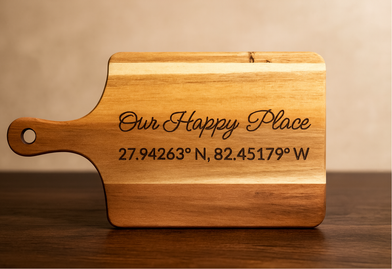 Personalized Coordinates Cutting Board | Acacia Wood Gift