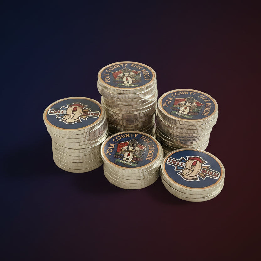 Custom UV Printed Metal Challenge Coins – 1.5” Double-Sided – Set of 20