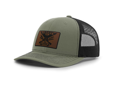 Liberty or Die Leatherette Patch Richardson 112 Trucker Hat | Bad Ash Creatives