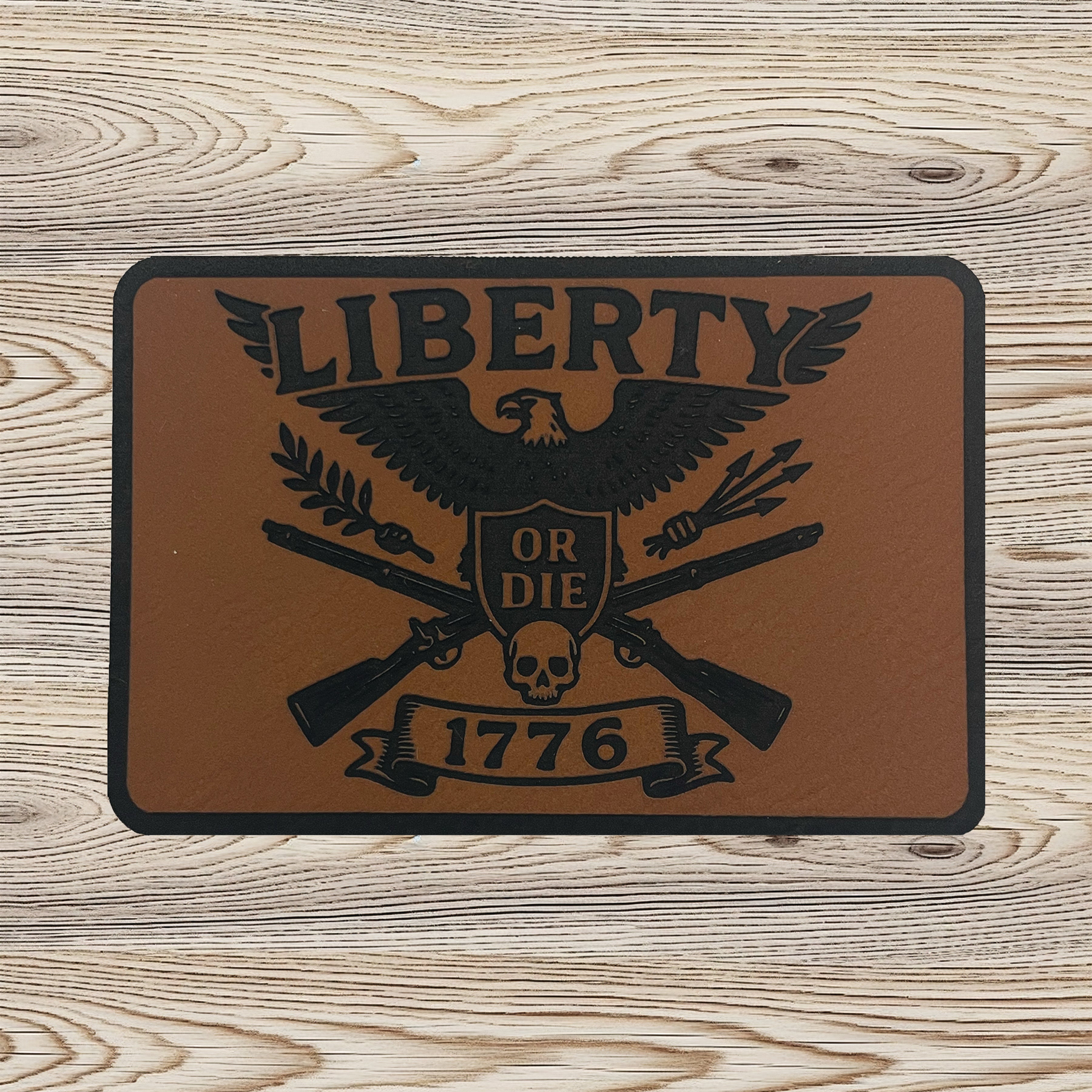 Liberty or Die 1776 Leatherette Patch – Patriotic Rawhide Hat Patch | Bad Ash Creatives