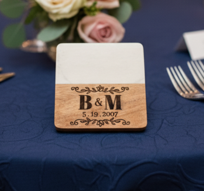 Personalized Wedding Favor Coaster Set | Set of 4